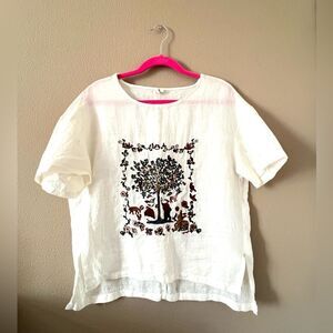 Embroidered Linen Top